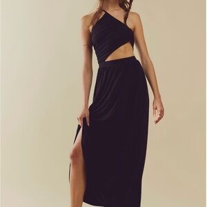 Free People Marilyn Black One-Shoulder Maxi Dress